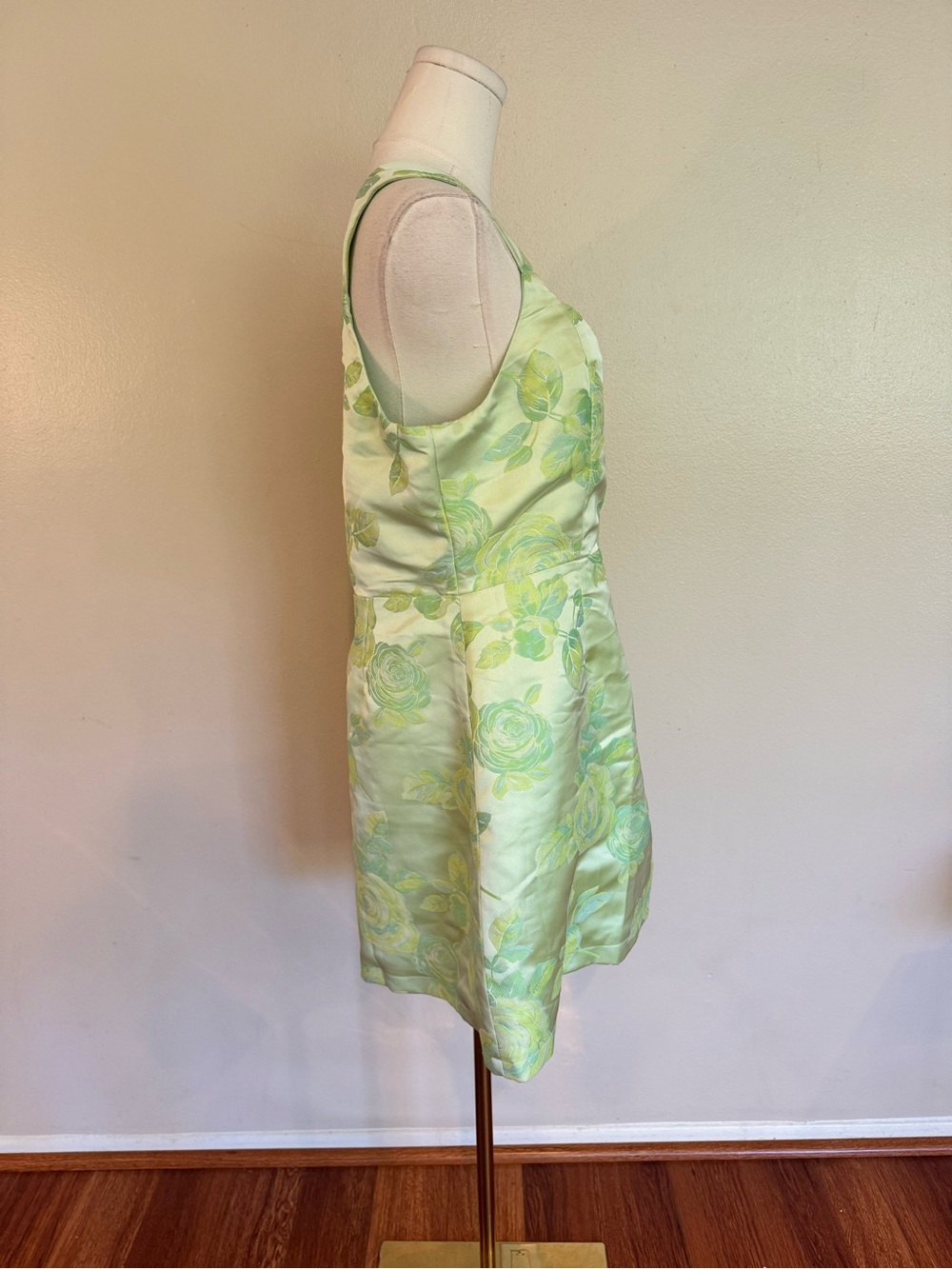 NWT Lulu's Light Green Floral Jacquard Mini Dress - Picture 4 of 11
